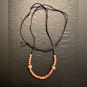 ARTISAN Ethiopian Copper Rose Gold Beads Adjustable Black Satin Cord Necklace
